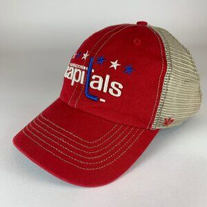 Washington Capitals NHL Retro Red Beige 47 Brand Clean Up Snapback Trucker Hat